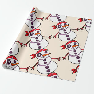 Papier Cadeau Noël de bonhomme de neige de pirate Joyeux