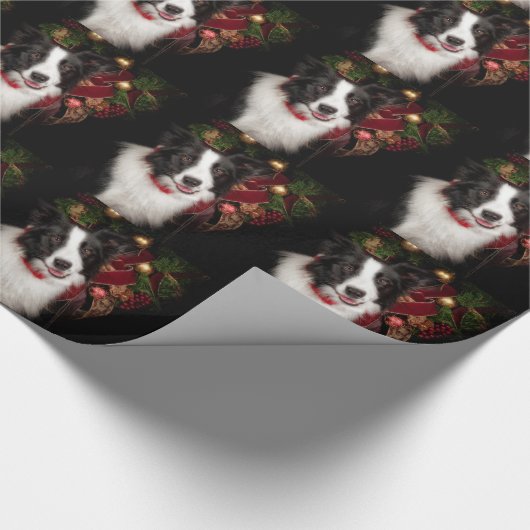 Papier Cadeau Noël de border collie (Coin)