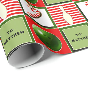 Papier Cadeau Noël de Bowling personnalisé