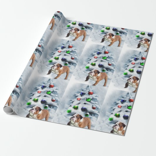 Papier Cadeau Noël de Bulldog anglais (Déroulé)