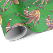 Papier Cadeau Noël De Camel Sur Vert (Coin rond)