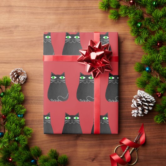 Papier Cadeau Noël de chat noir (Cadeau de vacances)