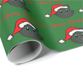 Papier Cadeau Noël de chat noir (Coin rond)