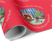 Papier Cadeau Noël de chat Sibérien personnalisé (Coin rond)