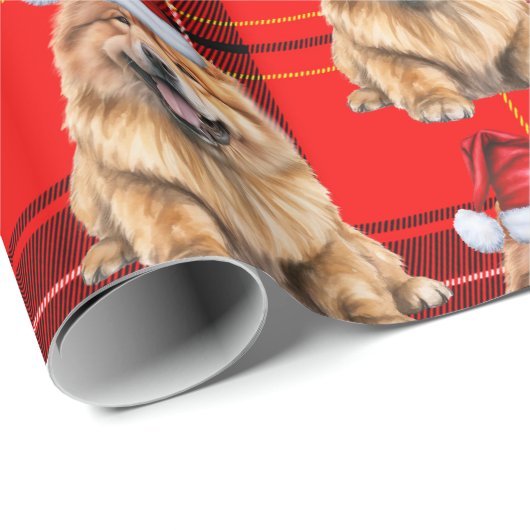 Papier Cadeau Noël de Chien Chow Chow Père Noël (Coin rond)