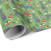 Papier Cadeau Noël de Chien gris (Coin rond)