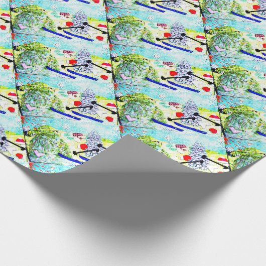Papier Cadeau Noël de collage de ski (Coin)
