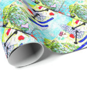 Papier Cadeau Noël de collage de ski (Coin rond)