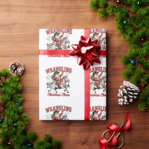 Papier Cadeau Noël de cow-boy enjoué Santa Country