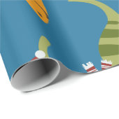 Papier Cadeau Noël de Dinosaur (Coin rond)