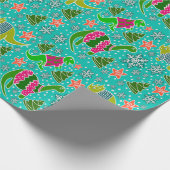 Papier Cadeau Noël de dinosaure turquoise (Coin)
