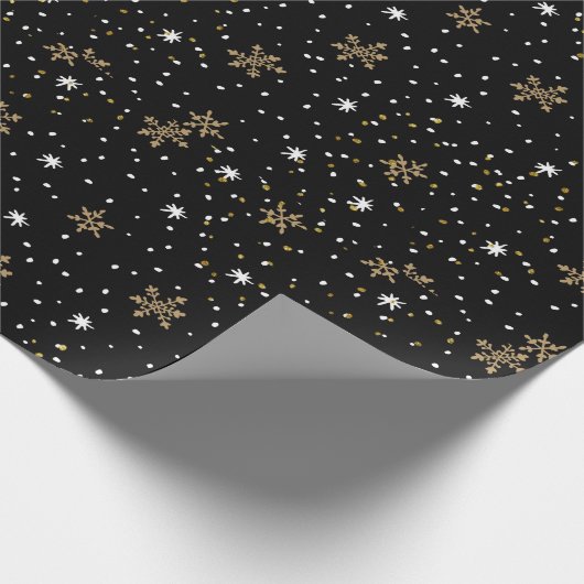 Papier Cadeau Noël de flocons de neige d'or blanc (Coin)