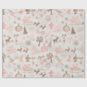 Papier Cadeau Noël de forêt rose et Brown (Plat)
