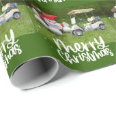 Papier Cadeau Noël de golf avec le Père Noël et des balles de go (Coin rond)