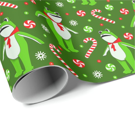 Papier Cadeau Noël de grenouille (Coin rond)