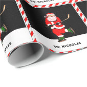 Papier Cadeau Noël de hockey (Coin rond)
