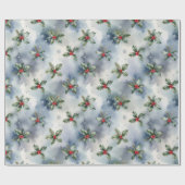 Papier Cadeau Noël de Houx d'Hiver (Plat)