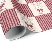 Papier Cadeau Noël de la corneille de monogramme personnalisée (Coin rond)