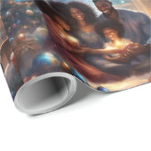 Papier Cadeau Noël de la famille noire (Coin rond)