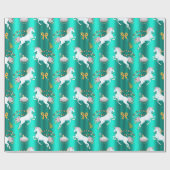 Papier Cadeau Noël de la licorne turquoise (Plat)