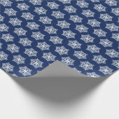 Papier Cadeau Noël de la Marine Blue and White Snowflakes (Coin)