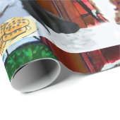 Papier Cadeau Noël de la marionnette de Boston Terrier (Coin rond)