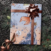 Papier Cadeau Noël de la mère | Stocker et Arbre bleu orange