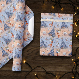 Papier Cadeau Noël de la mère Stocker et Arbre bleu orange