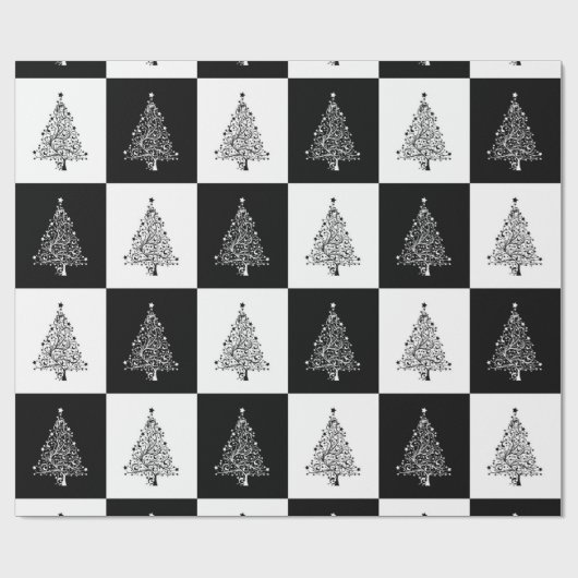 Papier Cadeau Noël de la Parties scintillant noire et blanche (Plat)