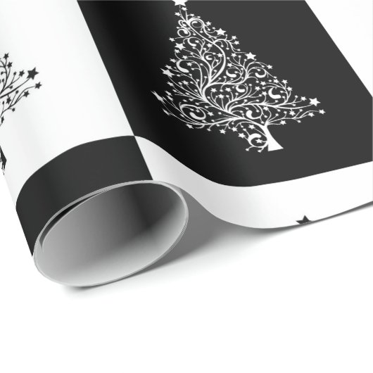 Papier Cadeau Noël de la Parties scintillant noire et blanche (Coin rond)