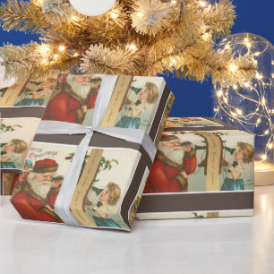 Papier Cadeau Noël de la petite fille des années 1910 vintage