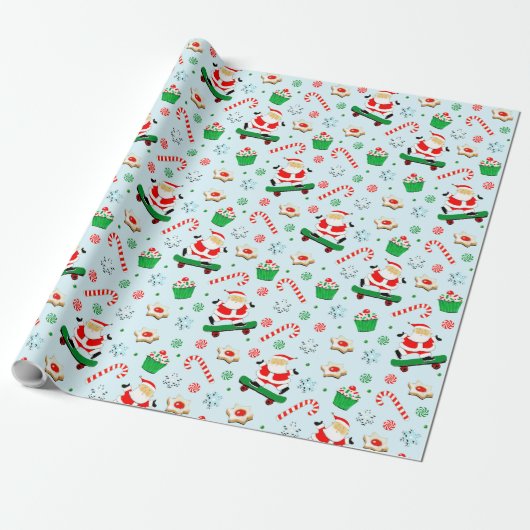 Papier Cadeau Noël de la planche à roulettes (Déroulé)