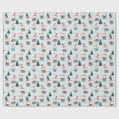 Papier Cadeau Noël de la souris blanche de Santa Hat (Plat)