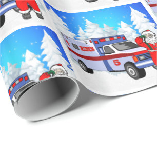 Papier Cadeau Noël de l'ambulance Père Noël EMS