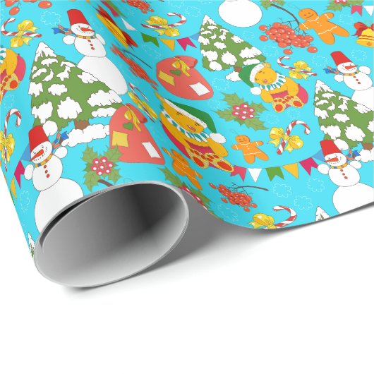 Papier Cadeau Noël de l'ours en peluche : Motif amical pour les (Coin rond)