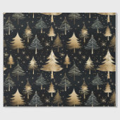 Papier Cadeau Noël De Luxe Noir Et Or (Plat)