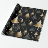 Papier Cadeau Noël De Luxe Noir Et Or (Déroulé)