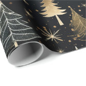 Papier Cadeau Noël De Luxe Noir Et Or (Coin rond)