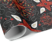 Papier Cadeau Noël de Mandala Botanique Moody foncé (Coin rond)