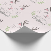 Papier Cadeau Noël de Meowy| Chat amusant avec le Motif Antlers (Coin)