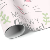 Papier Cadeau Noël de Meowy| Chat amusant avec le Motif Antlers (Coin rond)