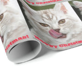 Papier Cadeau Noël de Meowy mignon, papier d'emballage de chaton (Coin rond)
