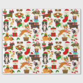 Papier Cadeau Noël de mignon chien chiot (Plat)