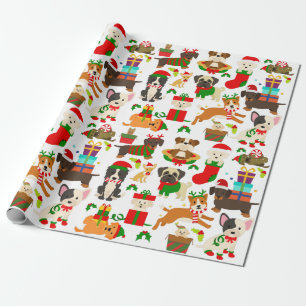 Papier Cadeau Noël de mignon chien chiot