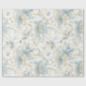 Papier Cadeau Noël de neige bleue et blanche (Plat)