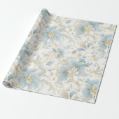 Papier Cadeau Noël de neige bleue et blanche (Déroulé)