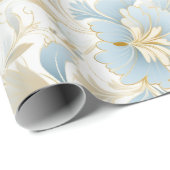 Papier Cadeau Noël de neige bleue et blanche (Coin rond)