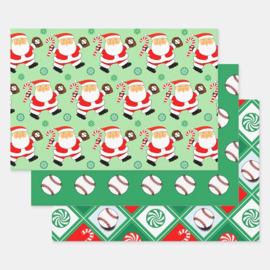 Papier cadeau Noël de Noël de baseball (Lot)