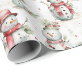 Papier Cadeau Noël de Noël de Noël de l'Aquarelle de neige (Coin rond)