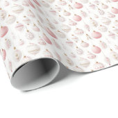 Papier Cadeau Noël de Noël rose et blanc (Coin rond)